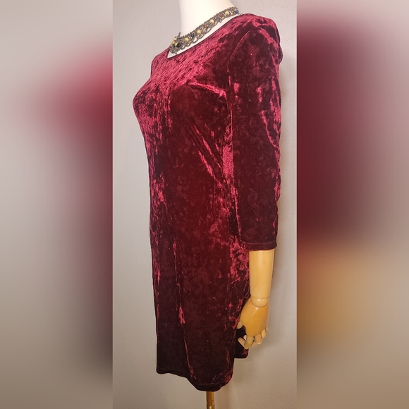 Vintage 1990's Hot Kiss Crushed Velvet Mini Dress, size M - Picture 3 of 6